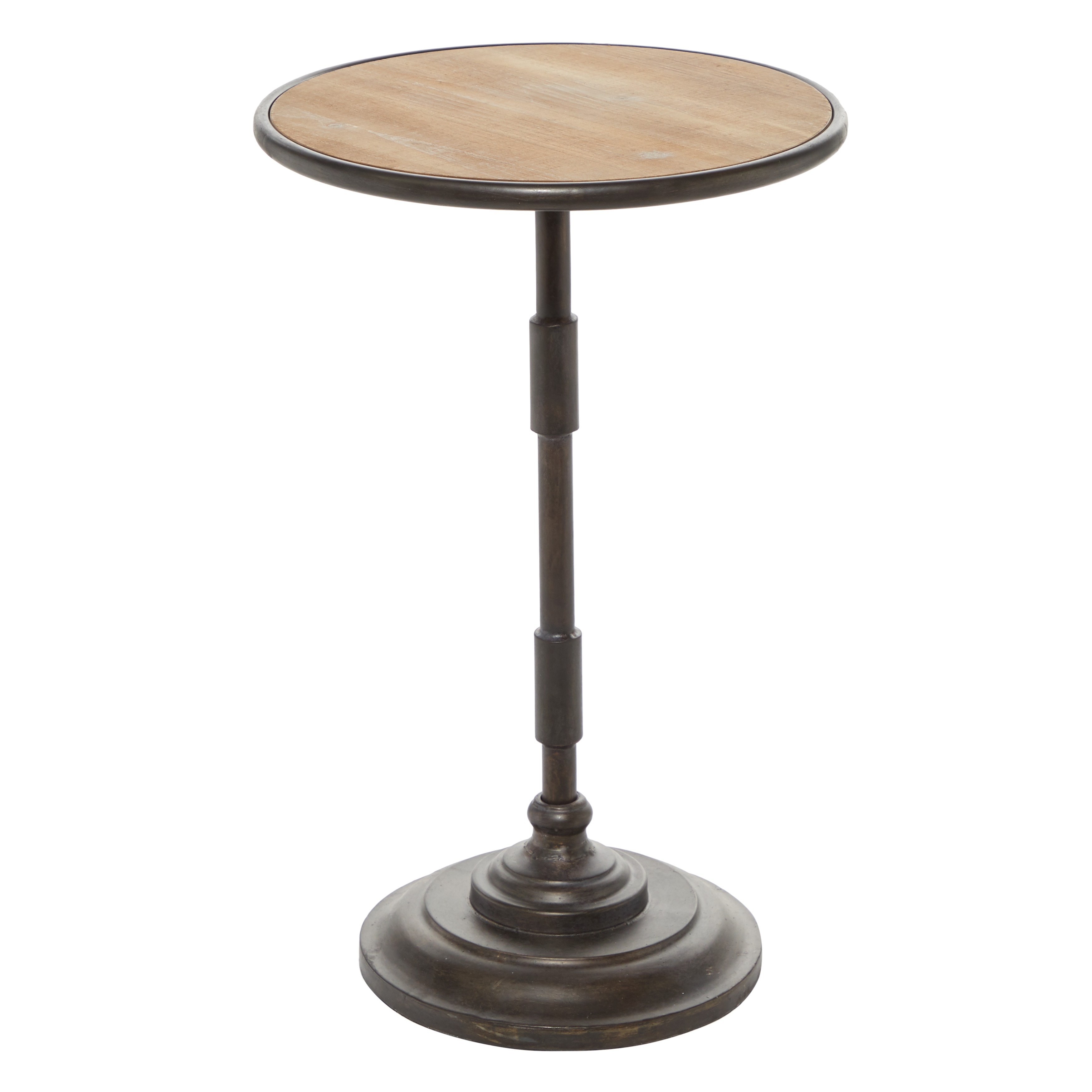 Roche River Decor - Metal Accent Table with Brown Wood Top - Bronze