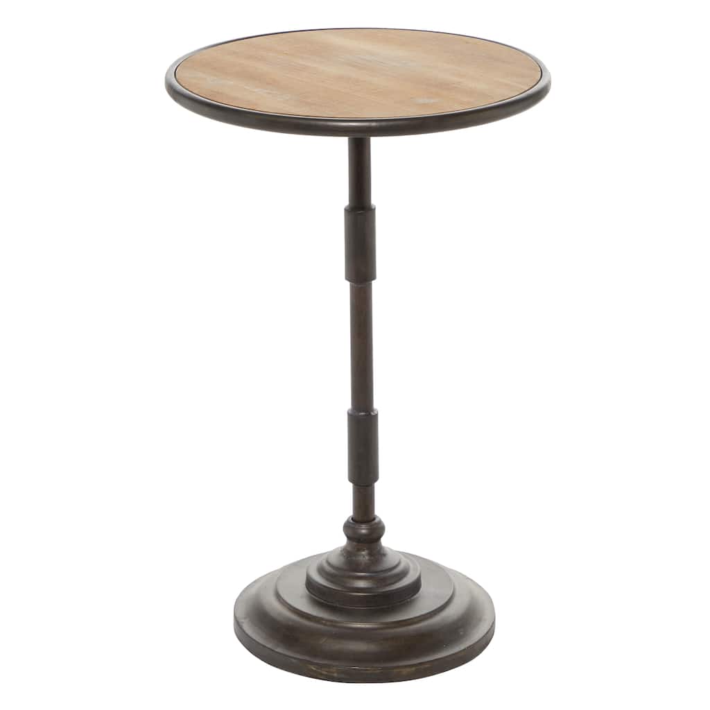 Metal Accent Table with Brown Wood Top - Bronze - Roche River Decor