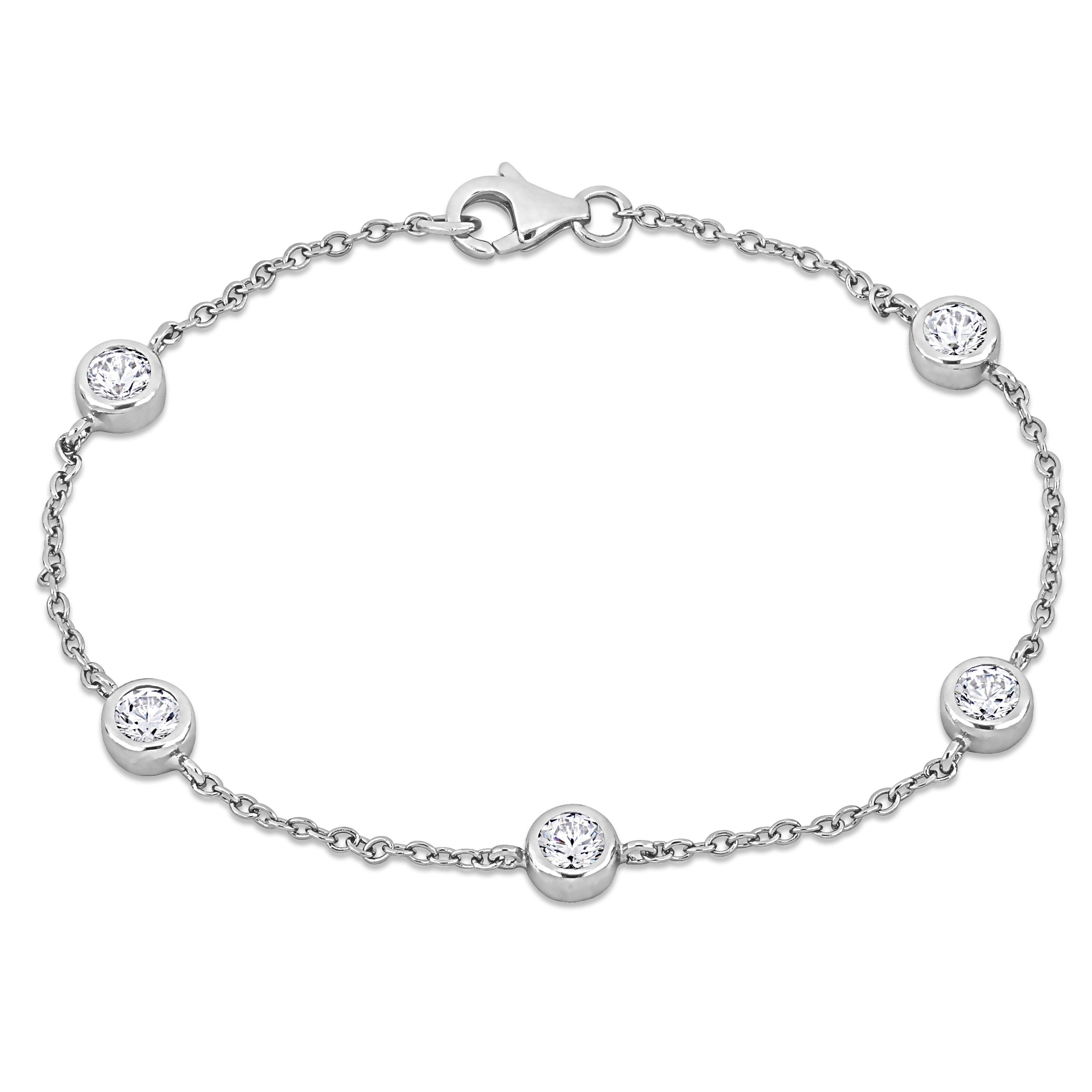 Miadora 2ct TGW Cubic Zirconia Station Bracelet in Sterling Silver