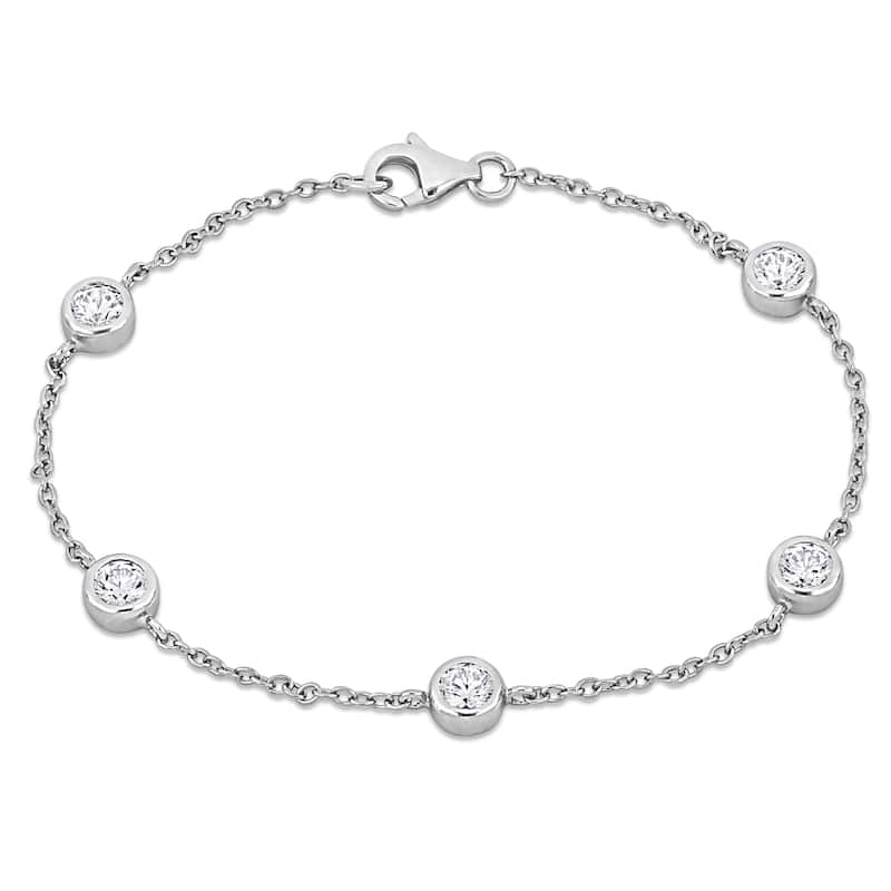 Miadora 2ct TGW Cubic Zirconia Station Bracelet in Sterling Silver