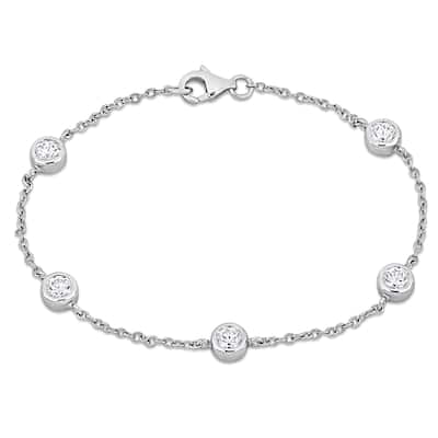 Miadora 2ct TGW Cubic Zirconia Station Bracelet in Sterling Silver