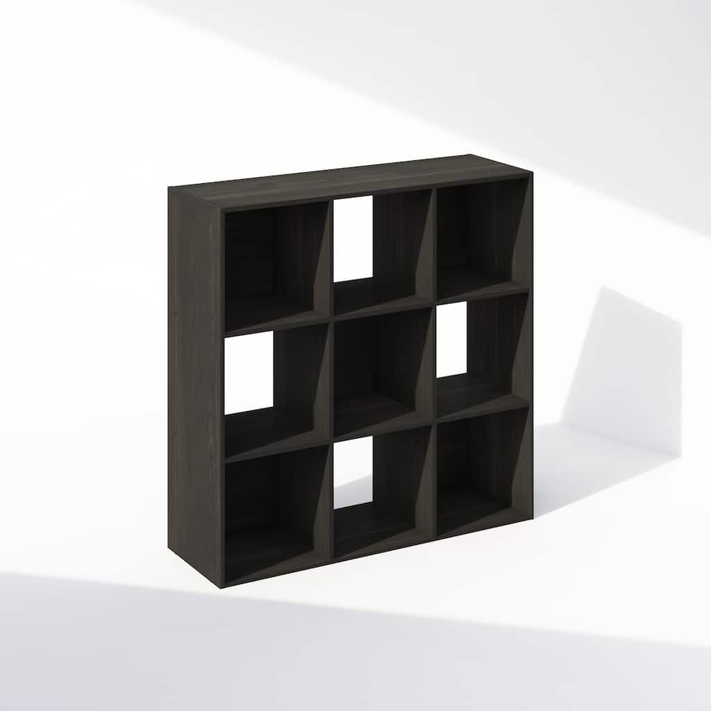 35.39 in. Tall Espresso Wood 9-Shelf Bookcase
