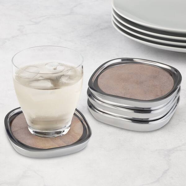 Nambe Sandstone Coasters, Set of 4 - 4.75" L x 4.75" W x 0.75" H