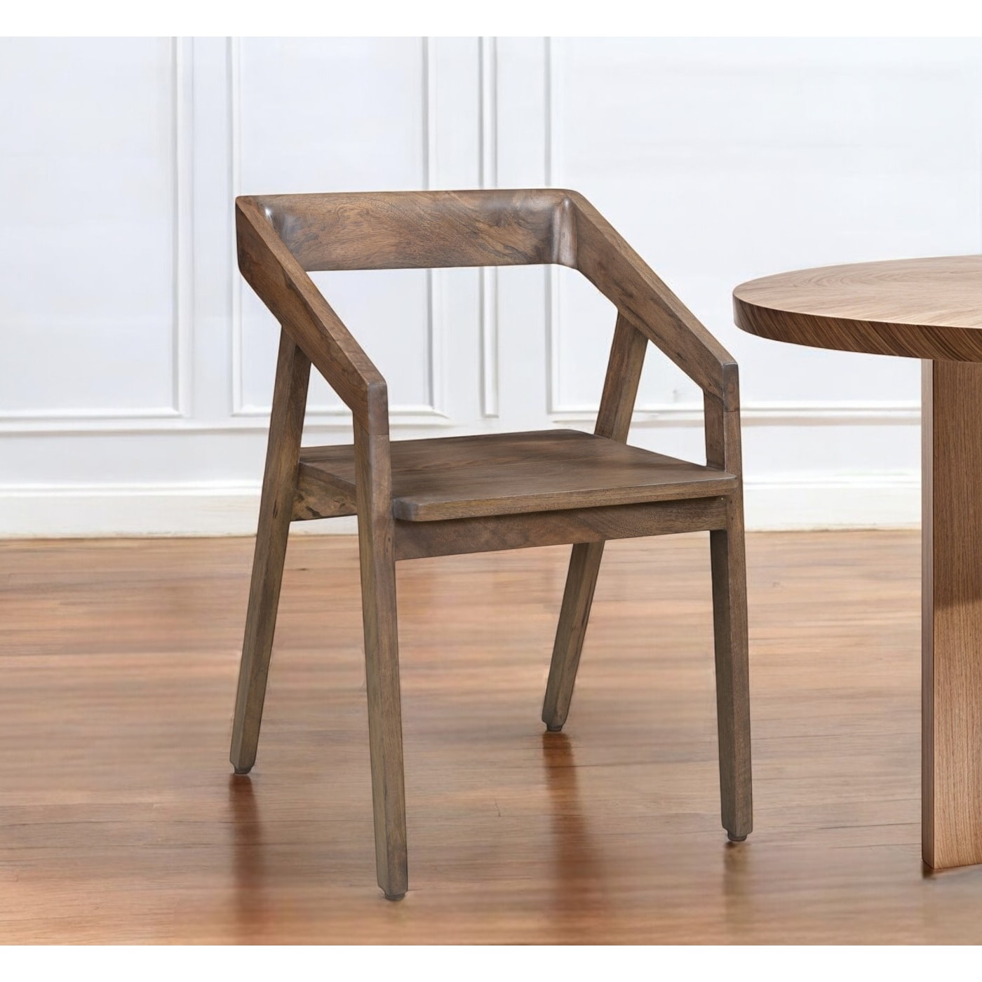 HomeRoots Dark Brown Solid Wood Open Back Dining Arm Chair - 20' X '30' X '19