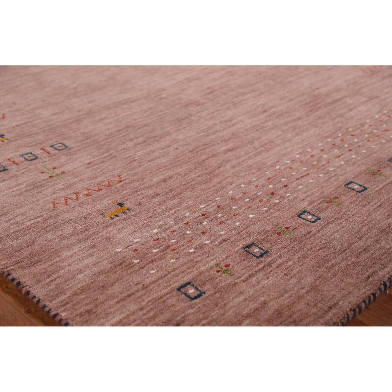 Hand Knotted Oriental 100% Wool Carpet Tribal Animal Pictorial Brown Gabbeh Area Rug - 7' 9'' X 5' 0''