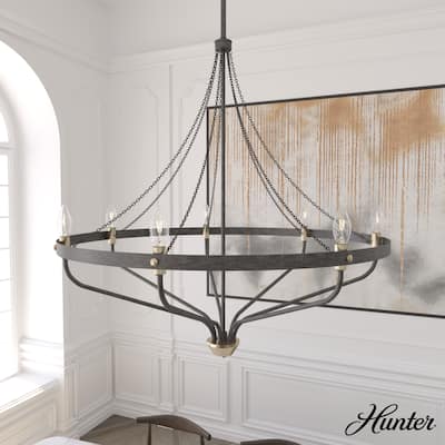 Hunter Merlin Geometric Metal Chandelier - Foyer, Dining Room, Living Room - Industrial, Contemporary
