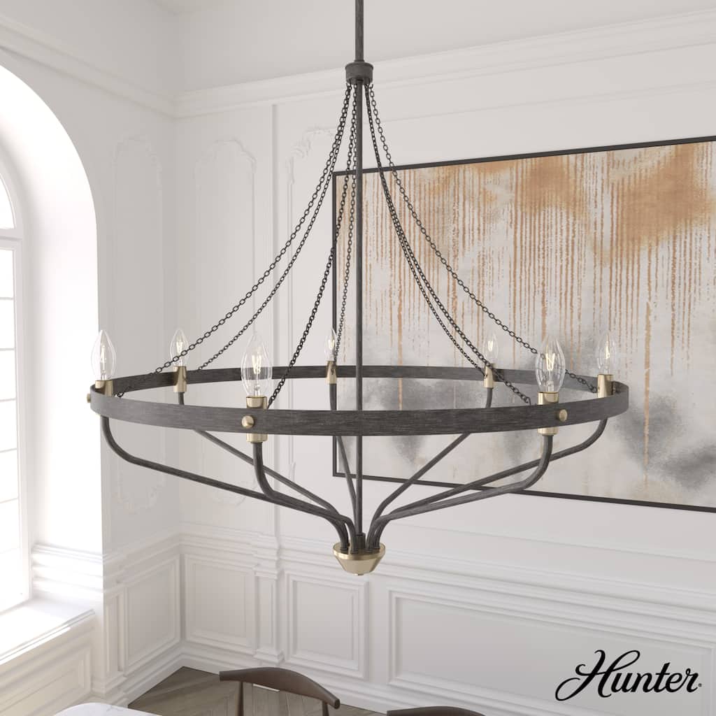 Hunter Merlin Geometric Metal Chandelier - Foyer, Dining Room, Living Room - Industrial, Contemporary
