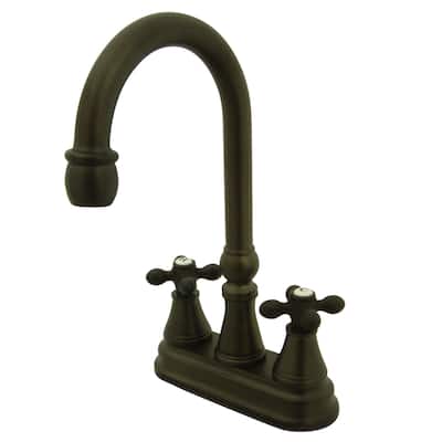 Kingston Brass Victorian Deck Mounted Double Handle Bar Faucet with