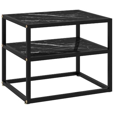 vidaXL Console Table Black 19.7"x15.7"x15.7" Tempered Glass - 19.7" x 15.7" x 15.7"