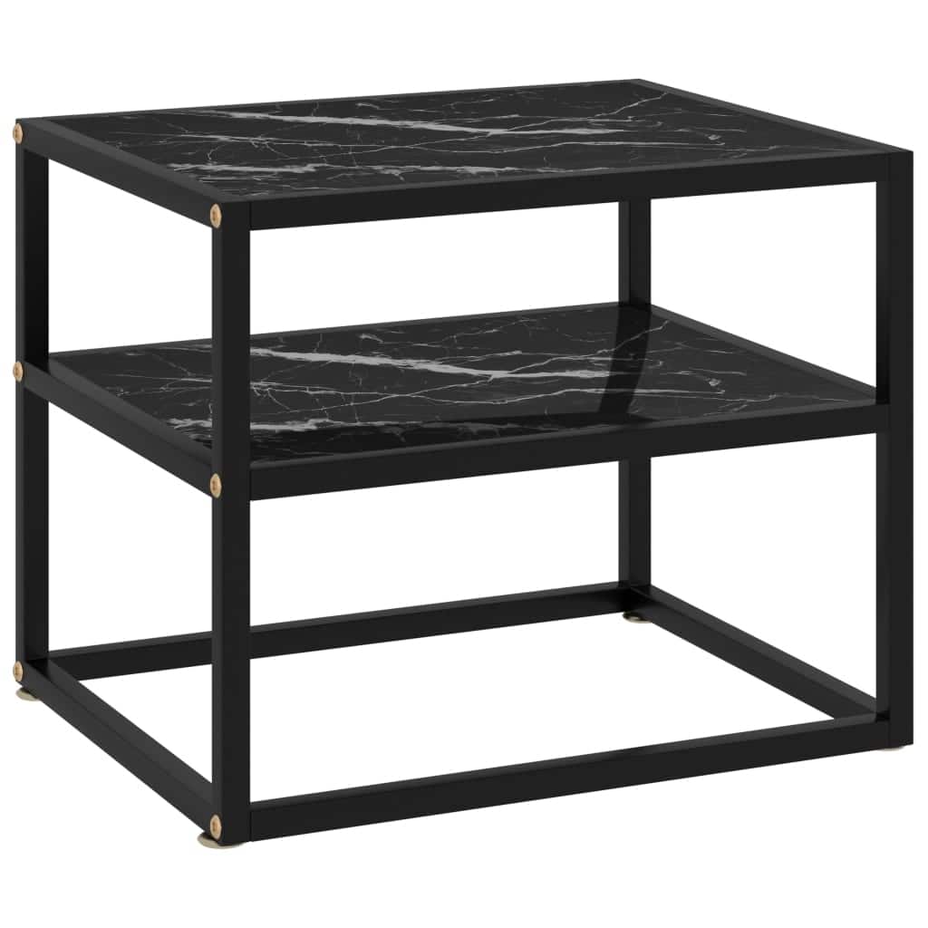 vidaXL Console Table Black 19.7"x15.7"x15.7" Tempered Glass - 19.7" x 15.7" x 15.7"