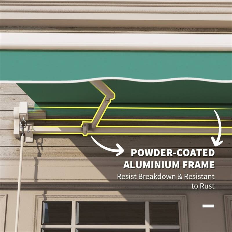 Retractable Patio Polyester Awning with Adjustable Handle and UV Rain Protection for Patio or Balcony - 116.25" W x 96.5" D