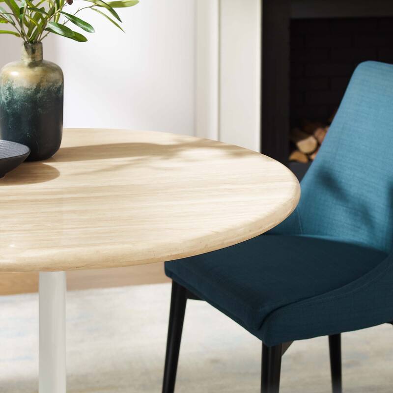 Lippa 36" Round Artificial Travertine Dining Table