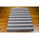 preview thumbnail 6 of 25, Nourison Area Rug Contains Latex - Dark Blue - 5' 6" x 7' 5" - Indoor/Handmade - Rectangle - Hand-Tufted - Stripe/Border - 0.51 - 0.75 inch - 6' x 9' - Polyester/Wool/Synthetic - Ivory