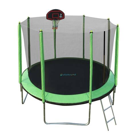 SkyBound 10ft Trampoline with Enclosure Net, Outdoor Trampoline for Kids and Adults (Green)