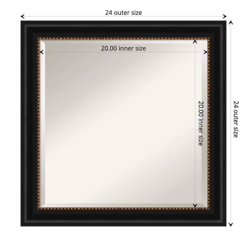 Beveled Bathroom Wall Mirror - Manhattan Black Frame - Manhattan Black - Outer Size: 24 x 24 in