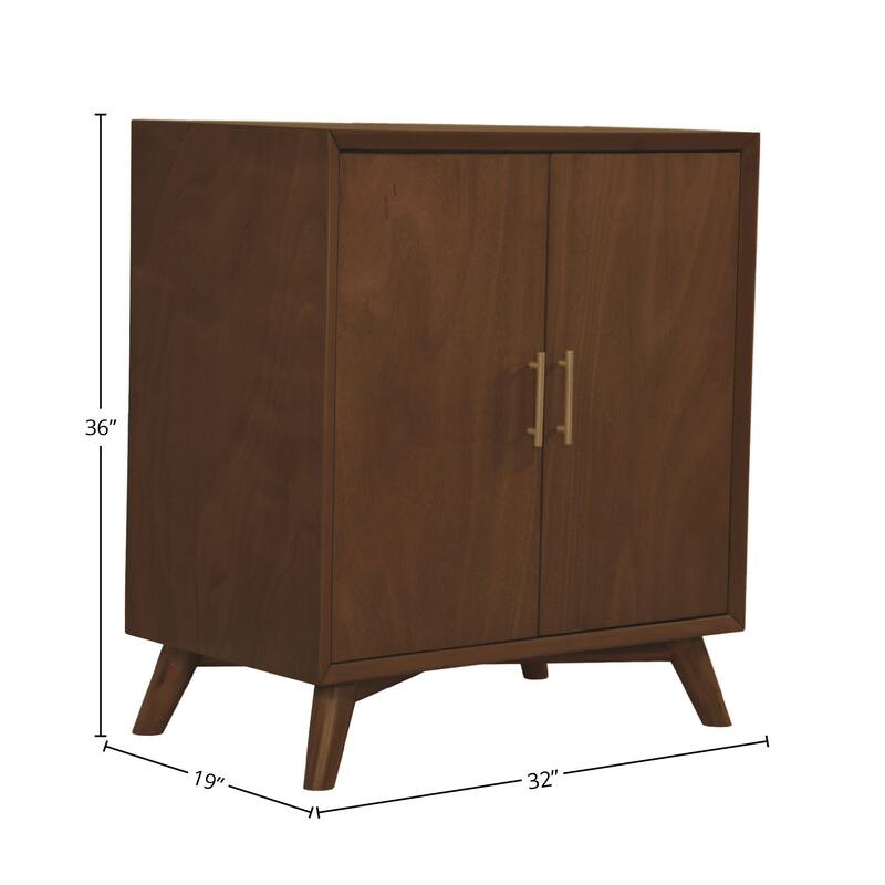 Alpine Furniture Flynn Small Bar Cabinet, Walnut - Walnut - Mahogany
