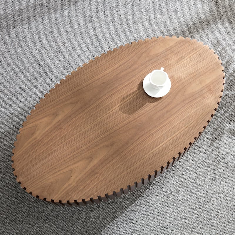 Modern Handcraft Drum Coffee Table Length 43.31"Round Coffee Table for Living Room
