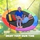 preview thumbnail 7 of 6, 60" Large Saucer Tree Swing for Kids Adults 900D Oxford Waterproof with 2pcs Hanging Straps-Rainbow