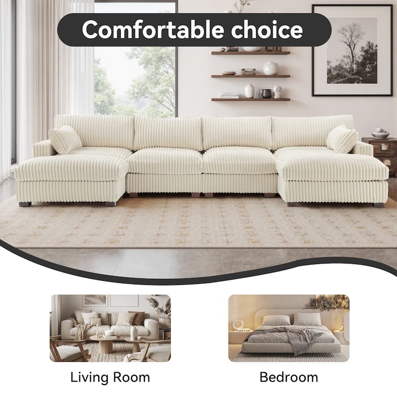 Oversized U-shaped Plush Modular Sectional Sofa Set