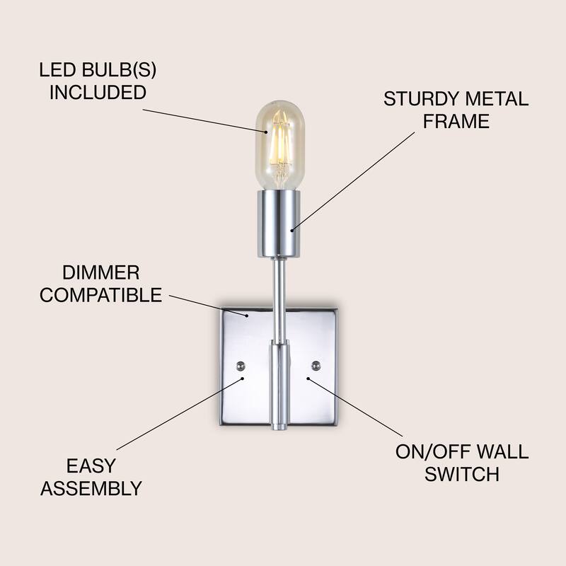 Cadence Metal LED Wall Sconce, Chrome by JONATHAN Y