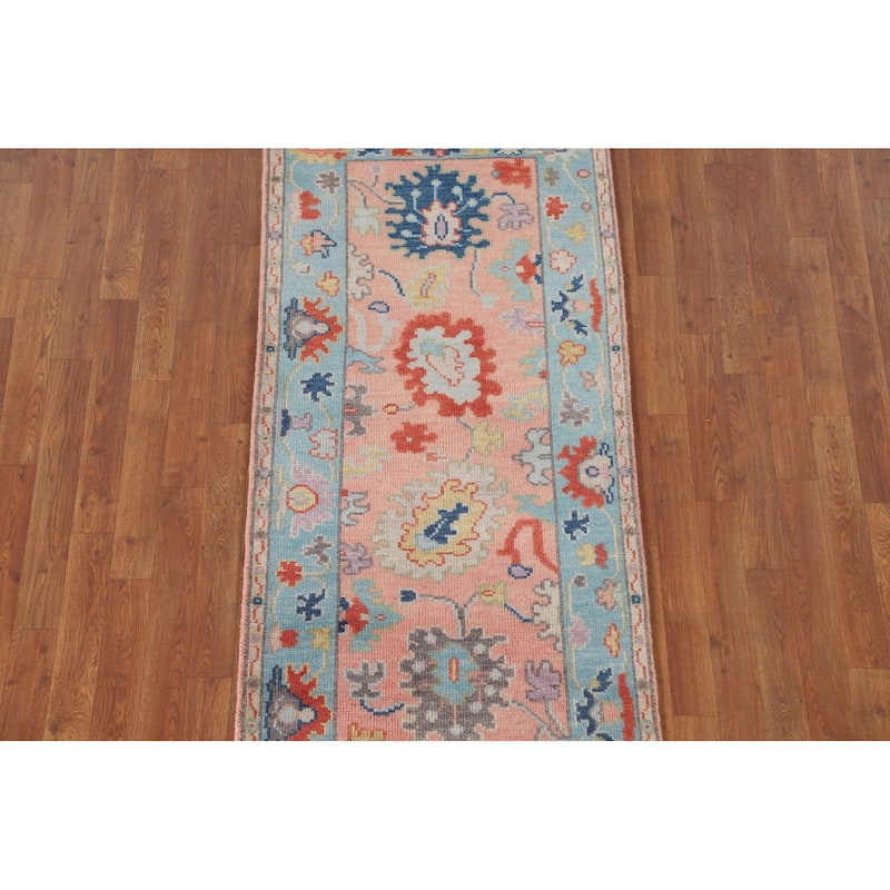 Pink Oushak Oriental Accent Rug Handmade Wool Carpet - 2'7" x 5'10"