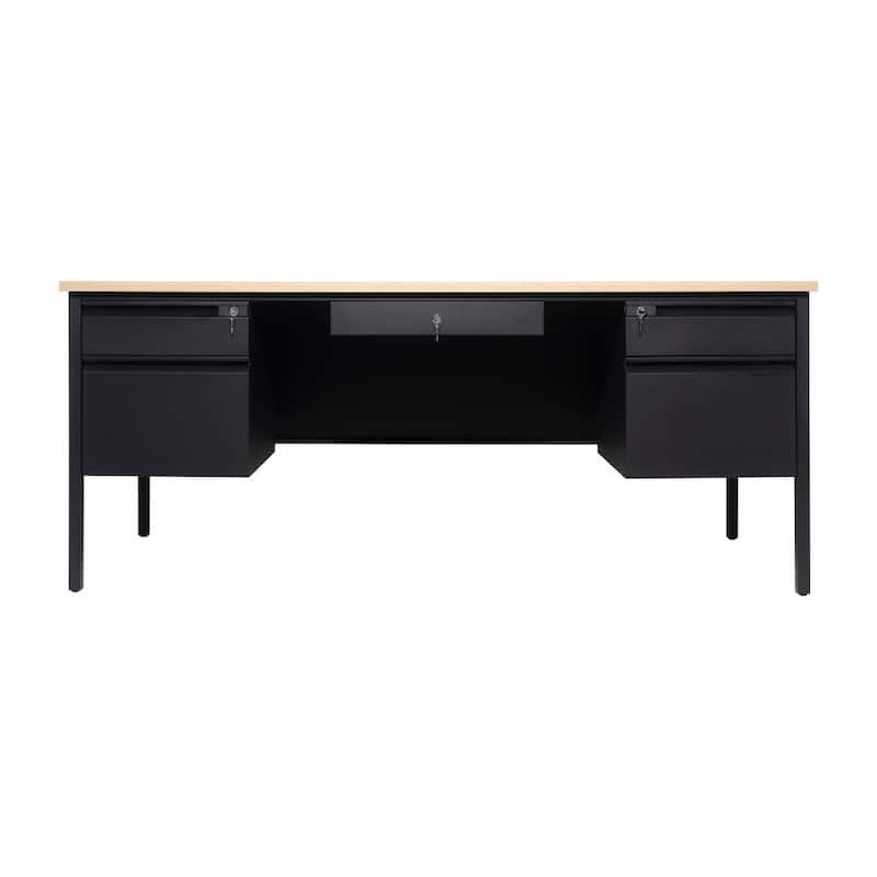 Commercial Double Pedestal Desk with 5 Locking Drawers