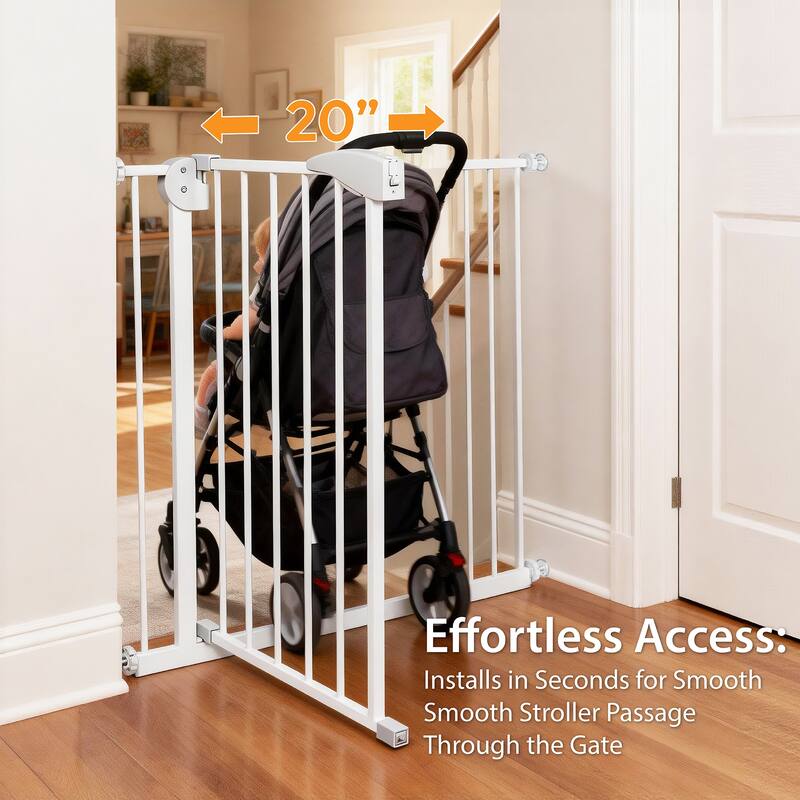 Anmytek Pressure Mounted Metal Safety Gate Auto Close White for Doorways Stairs Baby Pet 29 34 Inch Adjustable