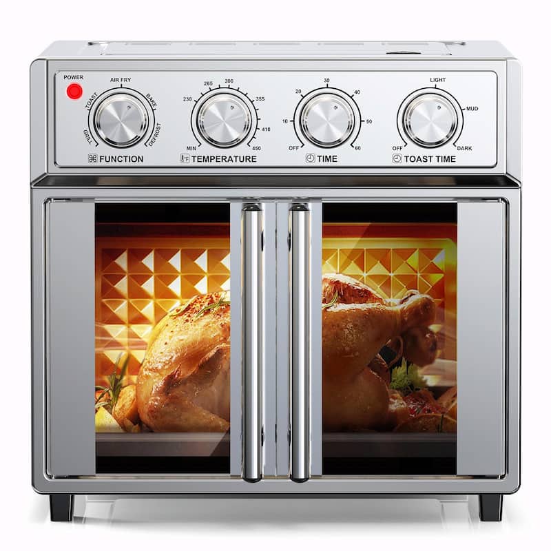 PlumChef 26QT Extra-Large French Double-Door Air Fryer Convection Toaster Oven, 1700W, 7 Preset Menus, 7-in-1 Multi-Function