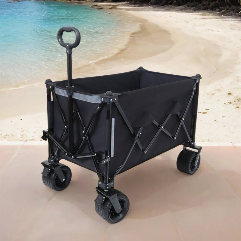 480lb Foldable Garden Cart w/ Heavy-Duty Wheels - Black Utility Wagon