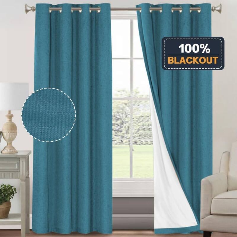 Blackout Linen Curtains for Bedroom Full Blackout Curtains 84 Inches