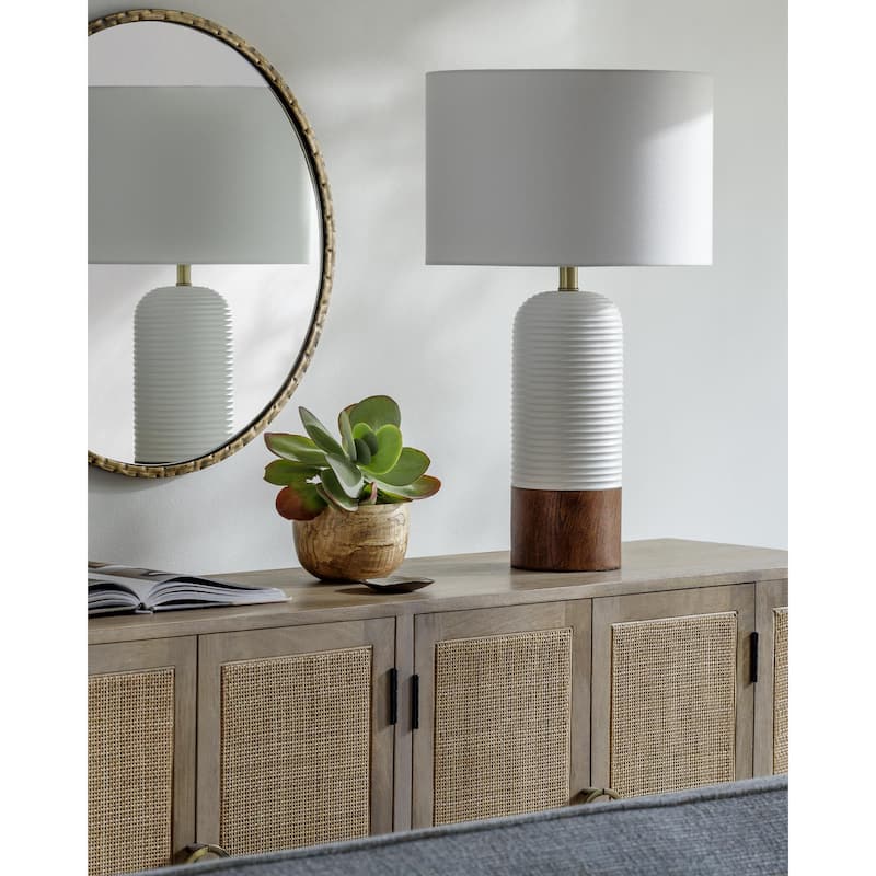 Livabliss Livia Traditional Accent Table Lamp - White/Brown