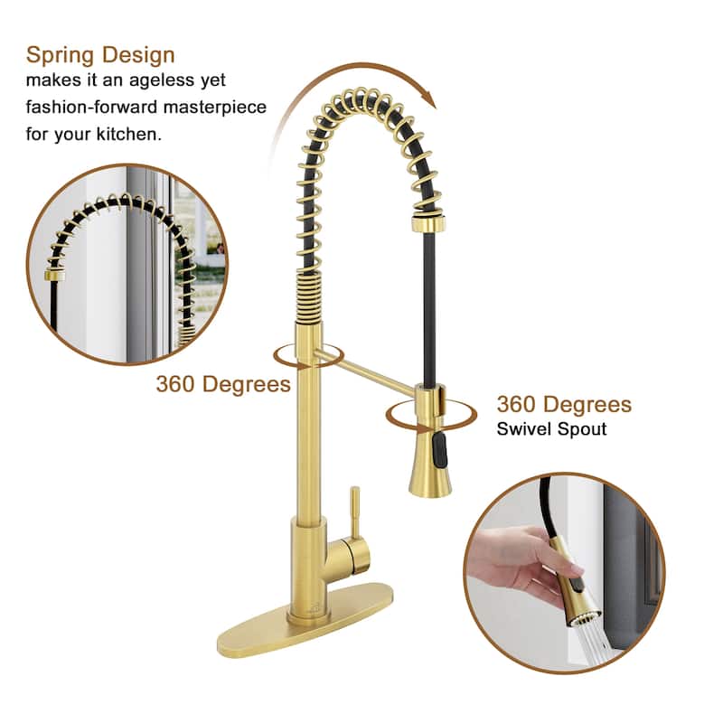 Single-Handle Spring Pull Down Sprayer Kitchen Faucet with Dual-Function Spray Head