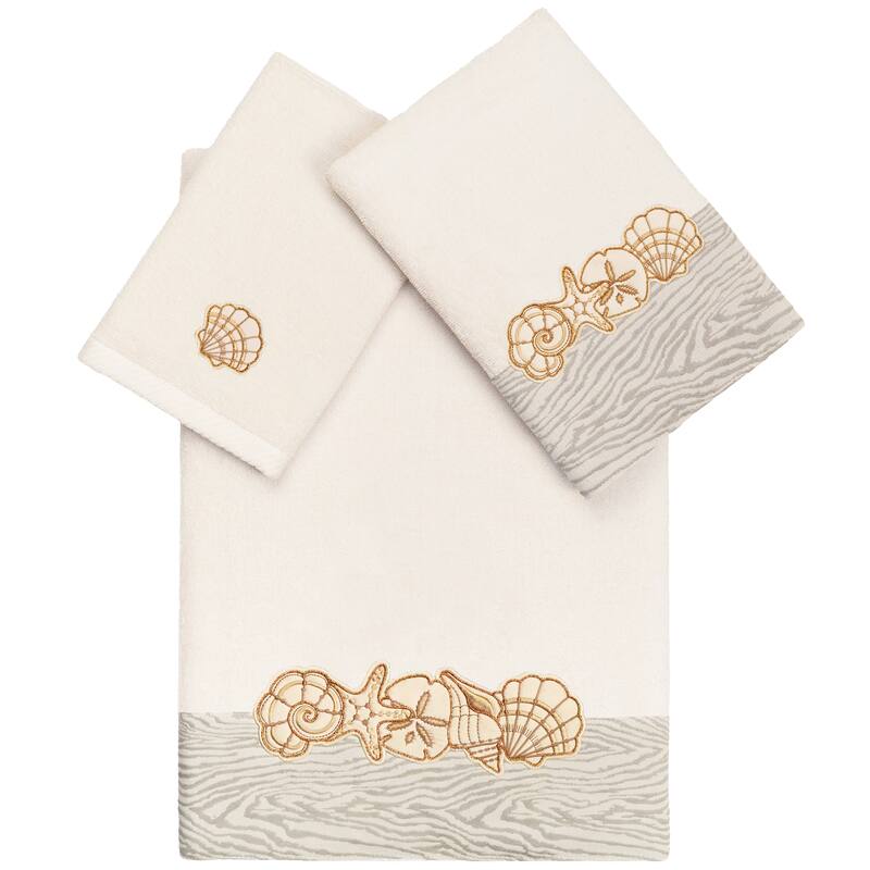 Authentic Hotel and Spa Turkish Cotton Shell Row 3PC Towel Set - Beige