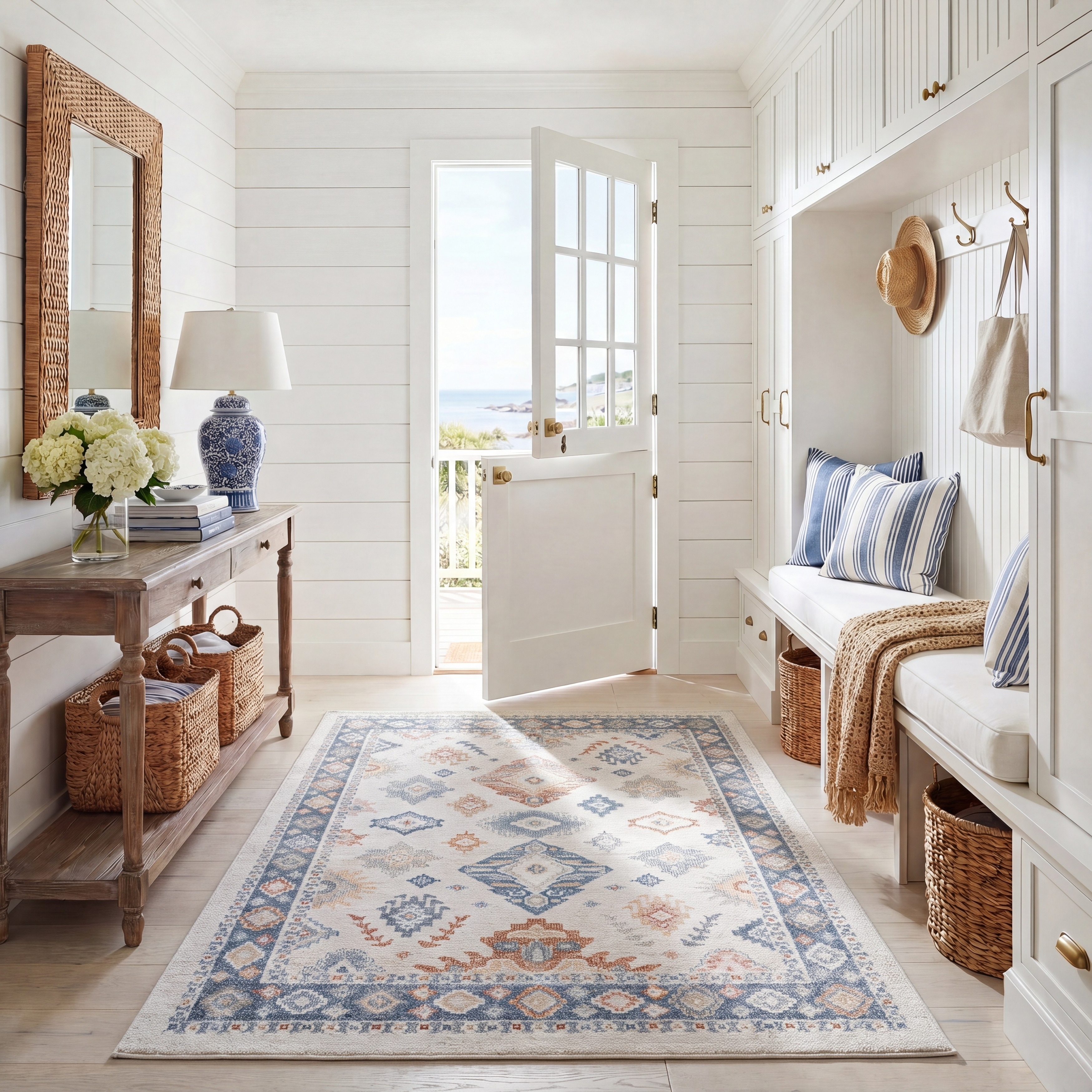 SAFAVIEH Blair Machine Washable Kanae Slip Resistant Boho Rug