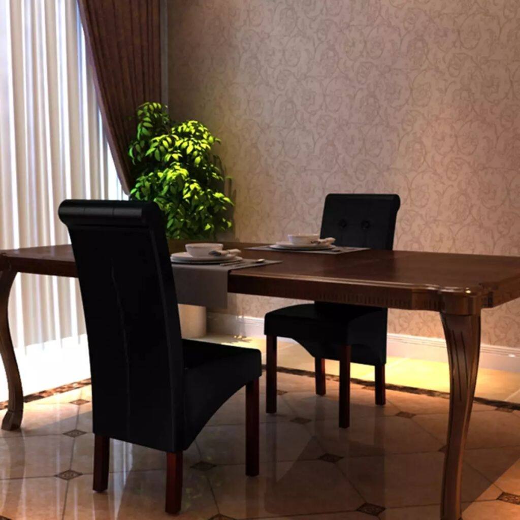 Dining Chairs 2 pcs Black Faux Leather