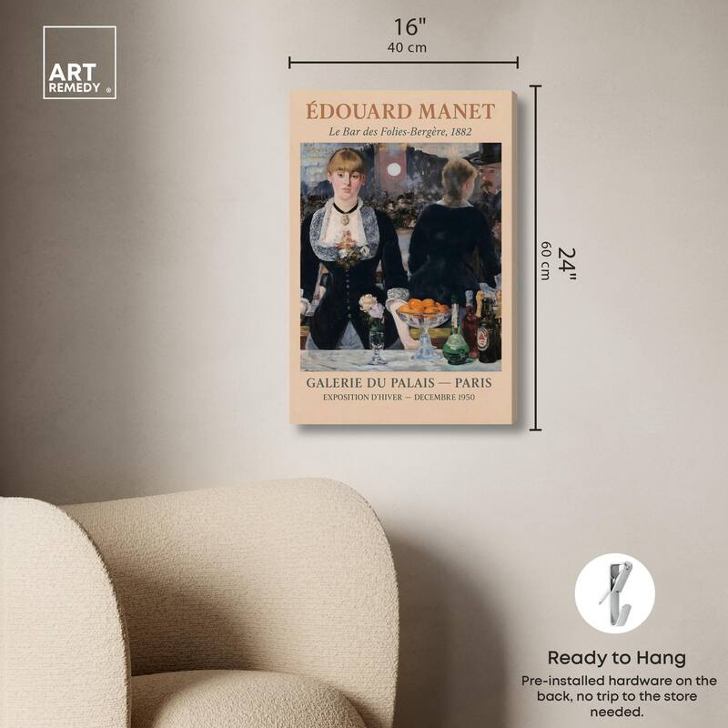 Manet's Famous Bar Canvas by Art Remedy, Gallery Wrapped