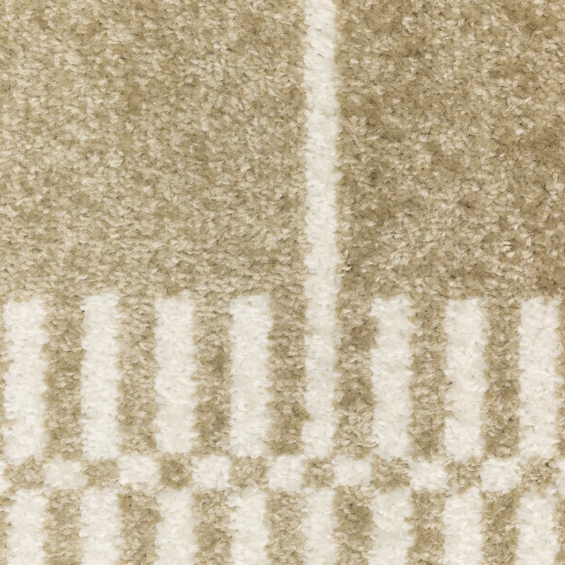 Quartz Scandinavian Modern Grid Beige/ Ivory Area Rug