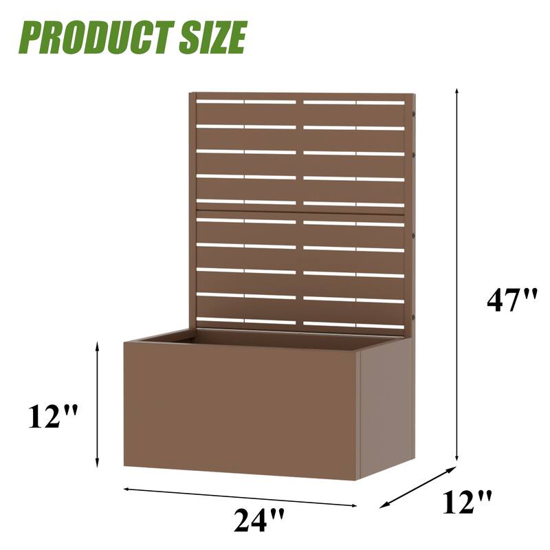 Galvanized Planter Box with Trellis & Privacy Screen