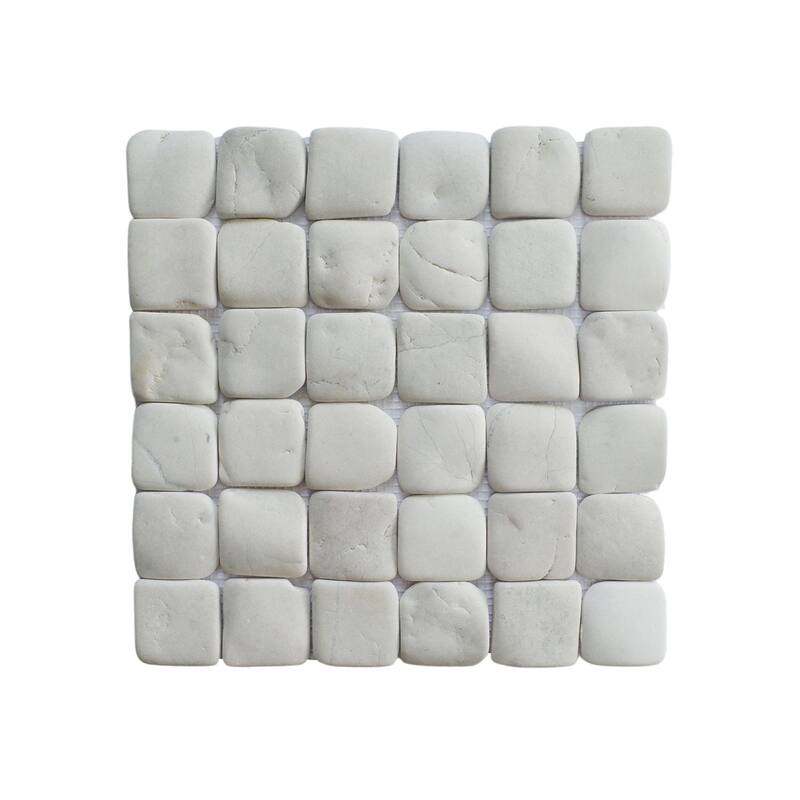 Molar 5 White Pebble Mosaic Tiles for Backsplash Kitchen and Bathroom Wall (12" X 12") 5 tiles per case - Case (5 Tiles)