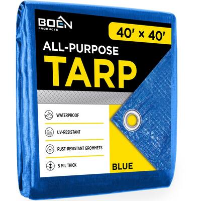 Boen 40' x 40' Blue All-Purpose Polyethylene Tarps