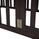 preview thumbnail 14 of 35, Nordic Twin Size Wood Floor Bed Frame w/ Fence & Door Upholstered Bed