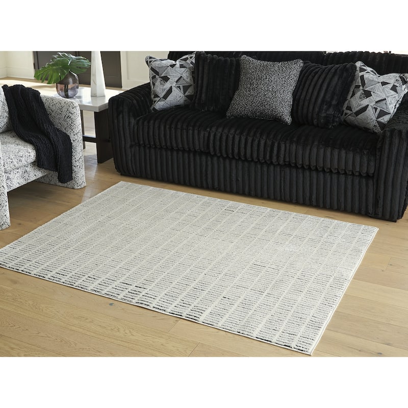 Signature Design by Ashley Turinwith Beige/Black Area Rug - 64" W x  84" D x  0.5" H