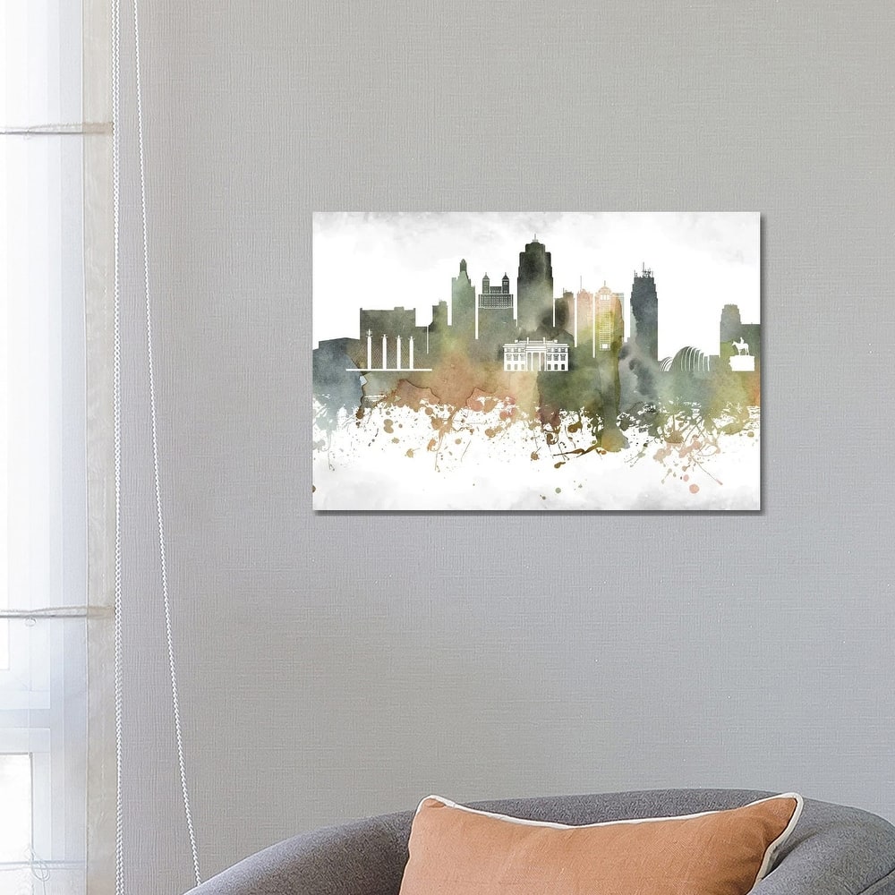 iCanvas "Kansas City Skyline" by WallDecorAddict Canvas Print