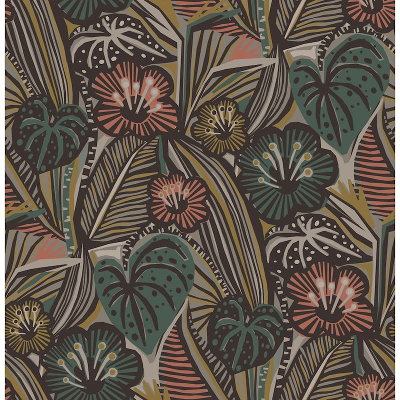 Pip & Lo Coral Teal LotusLand Peel & Stick Wallpaper