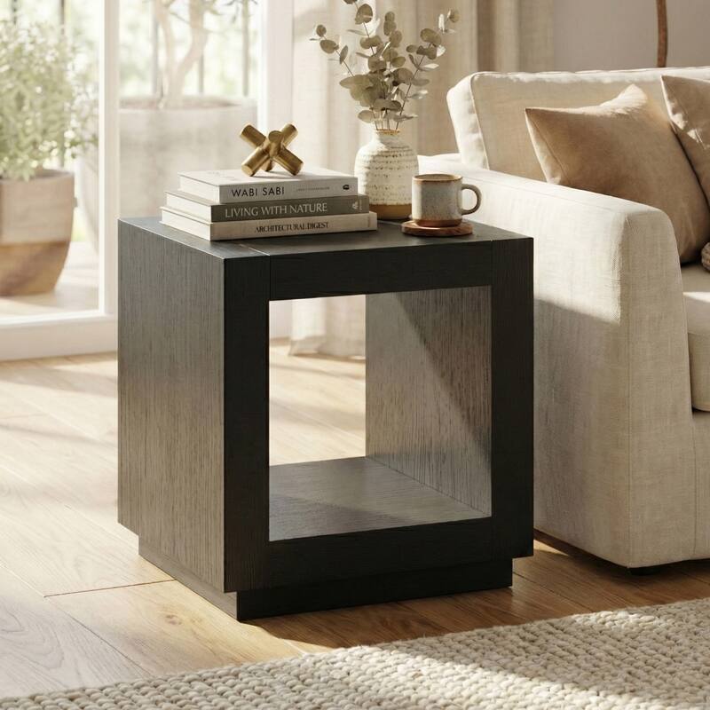 Furniture of America Gryel Modern 20-inch 1-Shelf Square End Table - Black