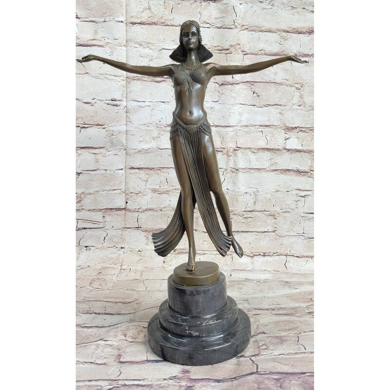Descomps Art Deco Belly Dancer Showgirl Figurative Bronze Sculpture Statue Decor