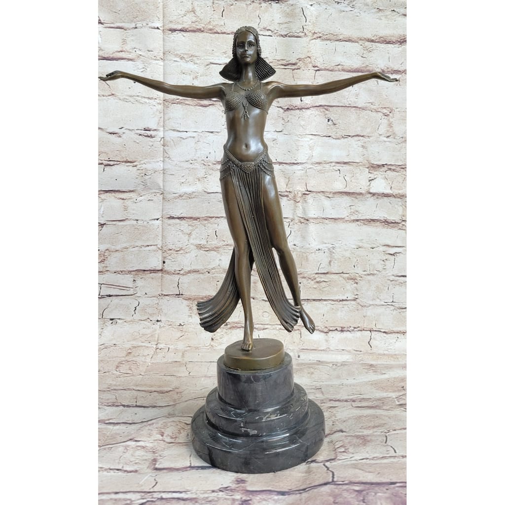 Descomps Art Deco Belly Dancer Showgirl Figurative Bronze Sculpture Statue Decor