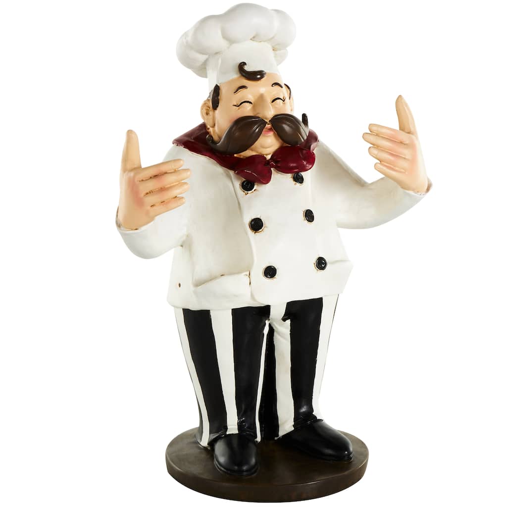 Polystone Chef Decorative Sculpture with 2 Wine Holder Slots - White - Roche River Decor