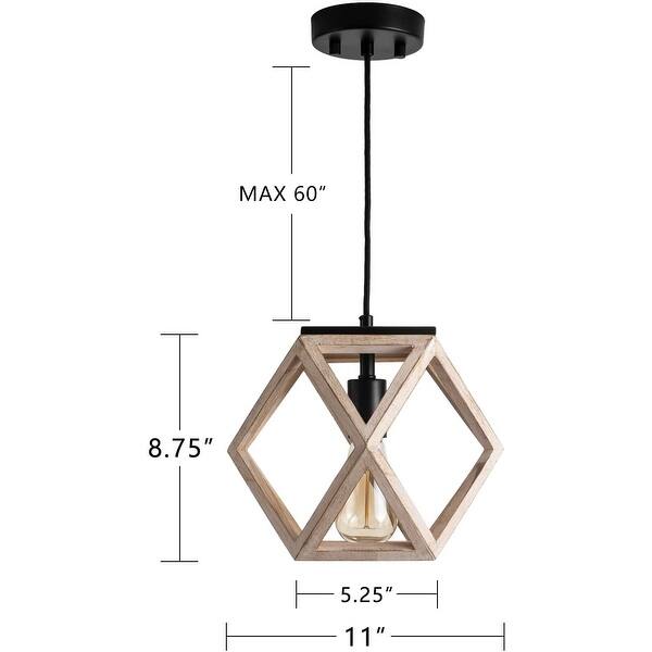 Globe Wooden Pendant Light Vintage Cage Hanging Lamp