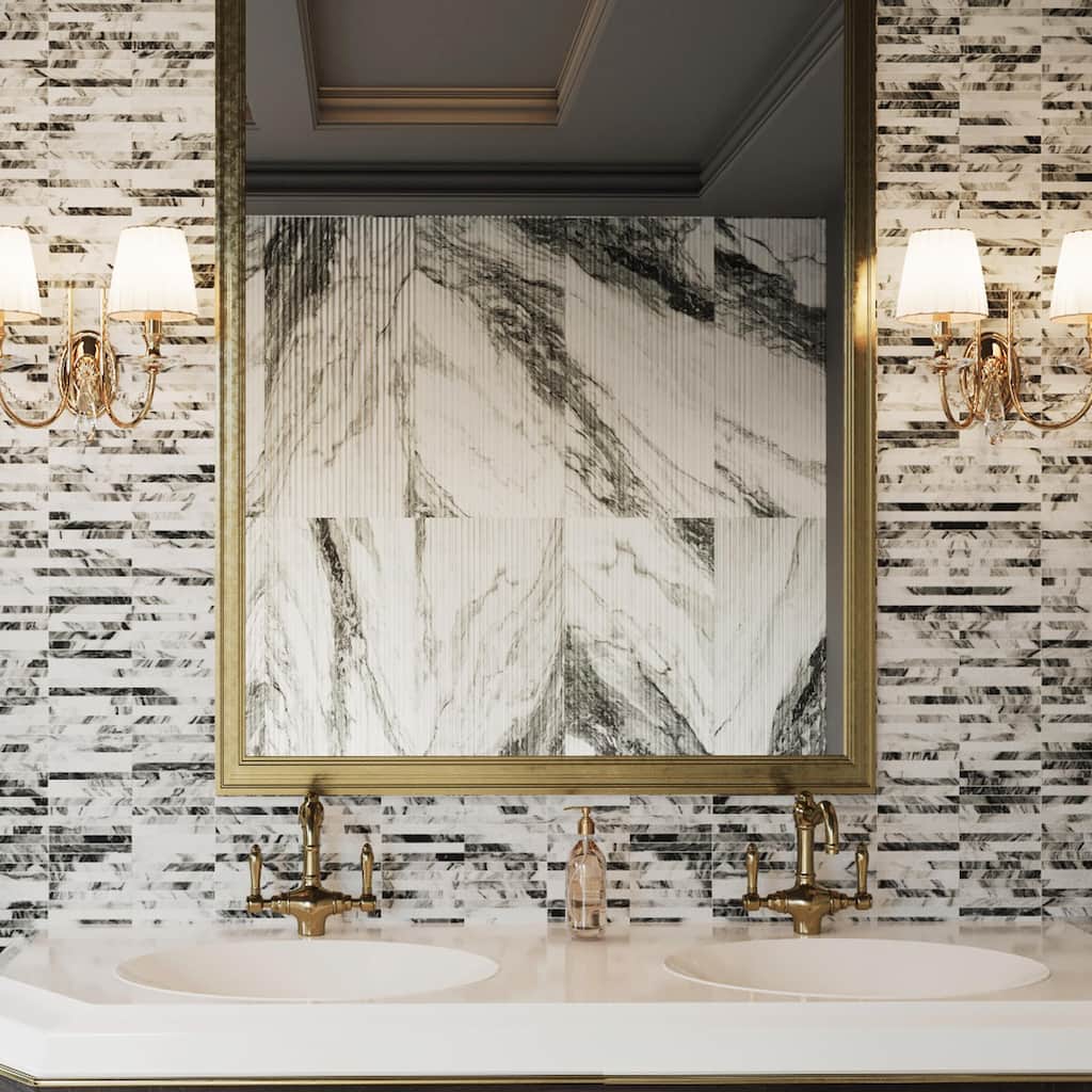 Merola Tile Touche Brick Stacked Zebre 11-3/4" x 11-3/4" Porcelain Mosaic Floor and Wall Tile - (1 Tile)